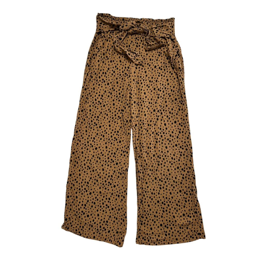 ABERCROMBIE & FITCH Brown Black Dot Wide Leg Pull On Pants Sz XS Womens Viscose